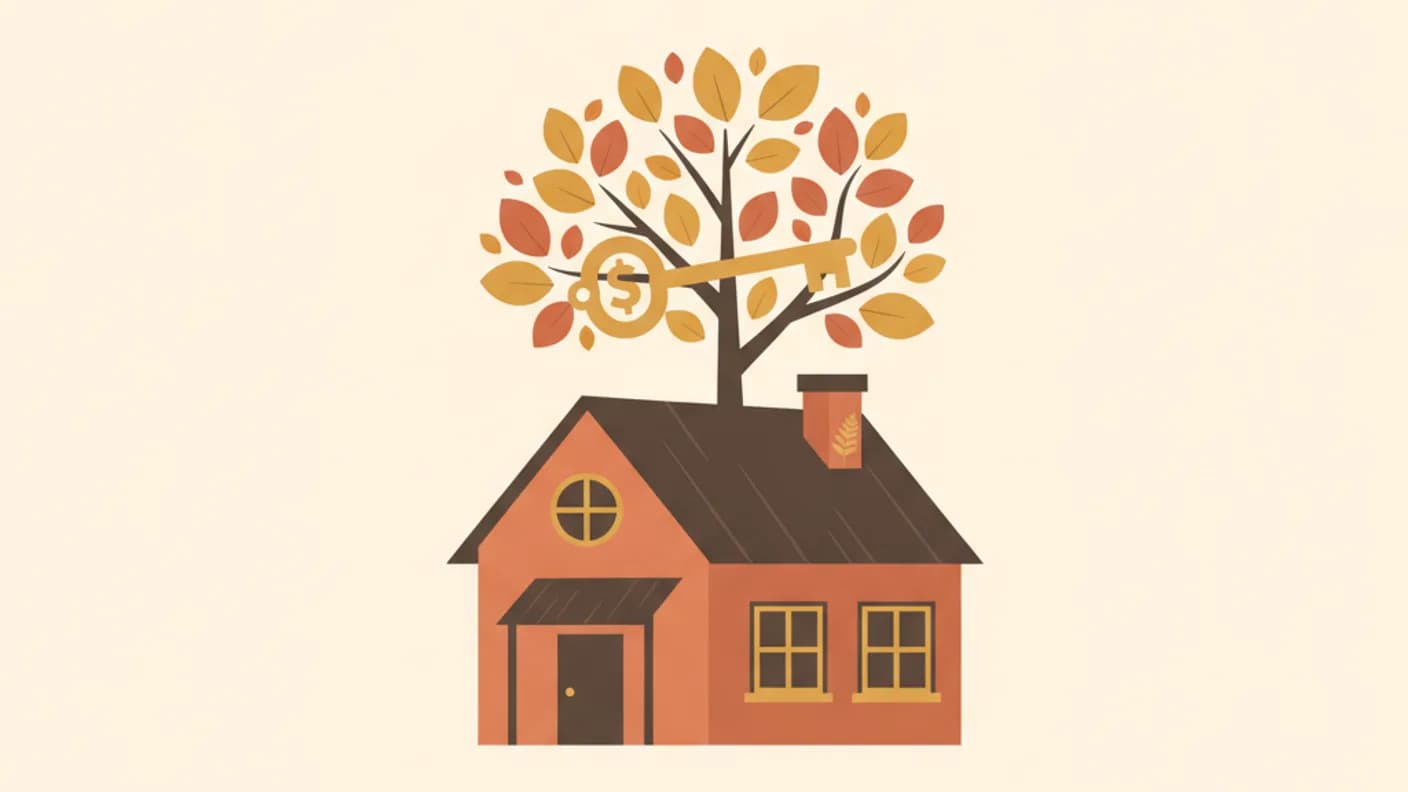 Average NZ mortgage payment — warm illustration of a home, key and calculator