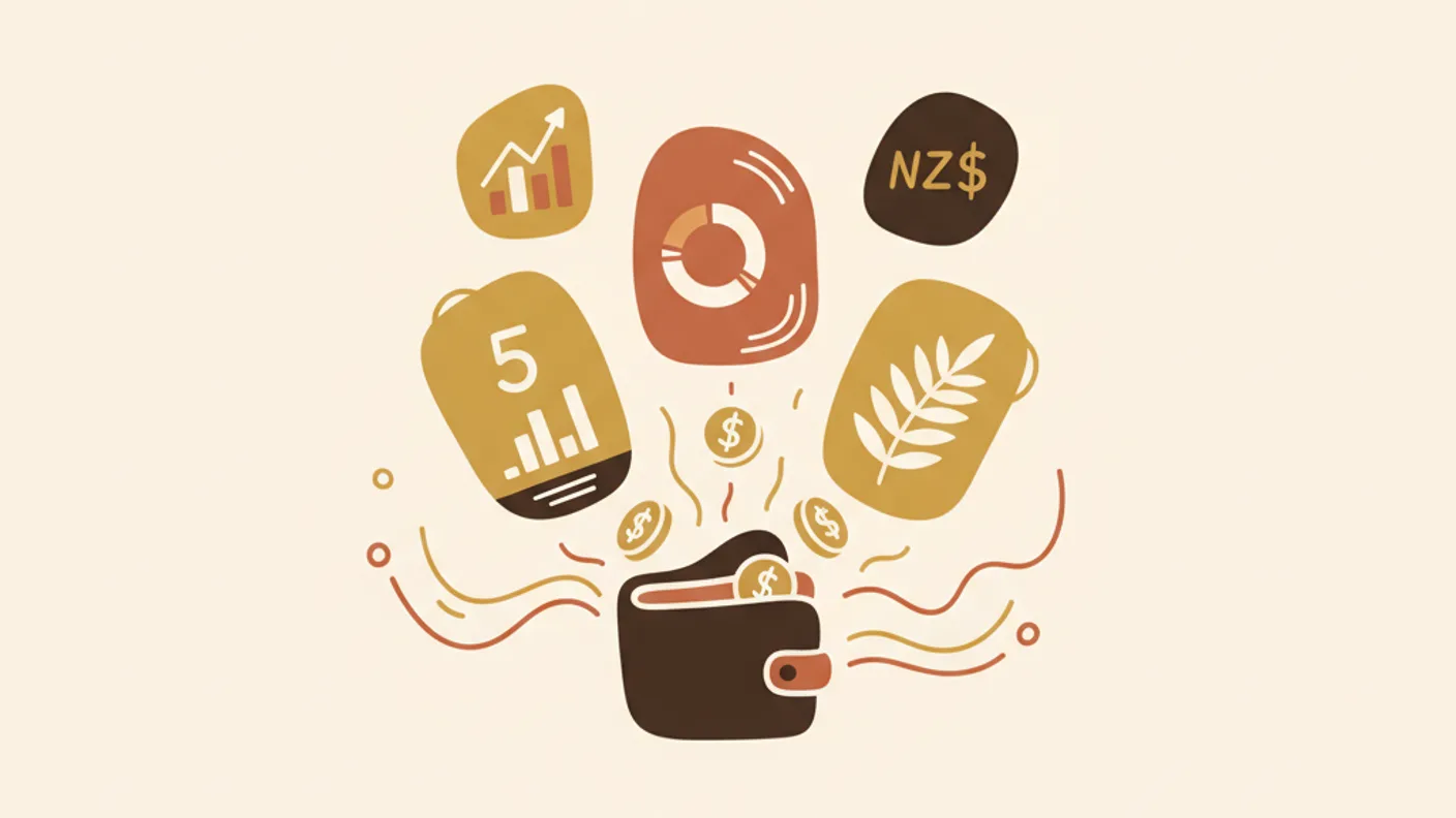 Illustration of phone screens showing different NZ budgeting apps side by side