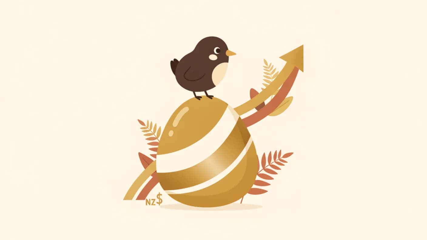 Choosing a KiwiSaver fund — calm desk with notebook and phone, warm NZ light