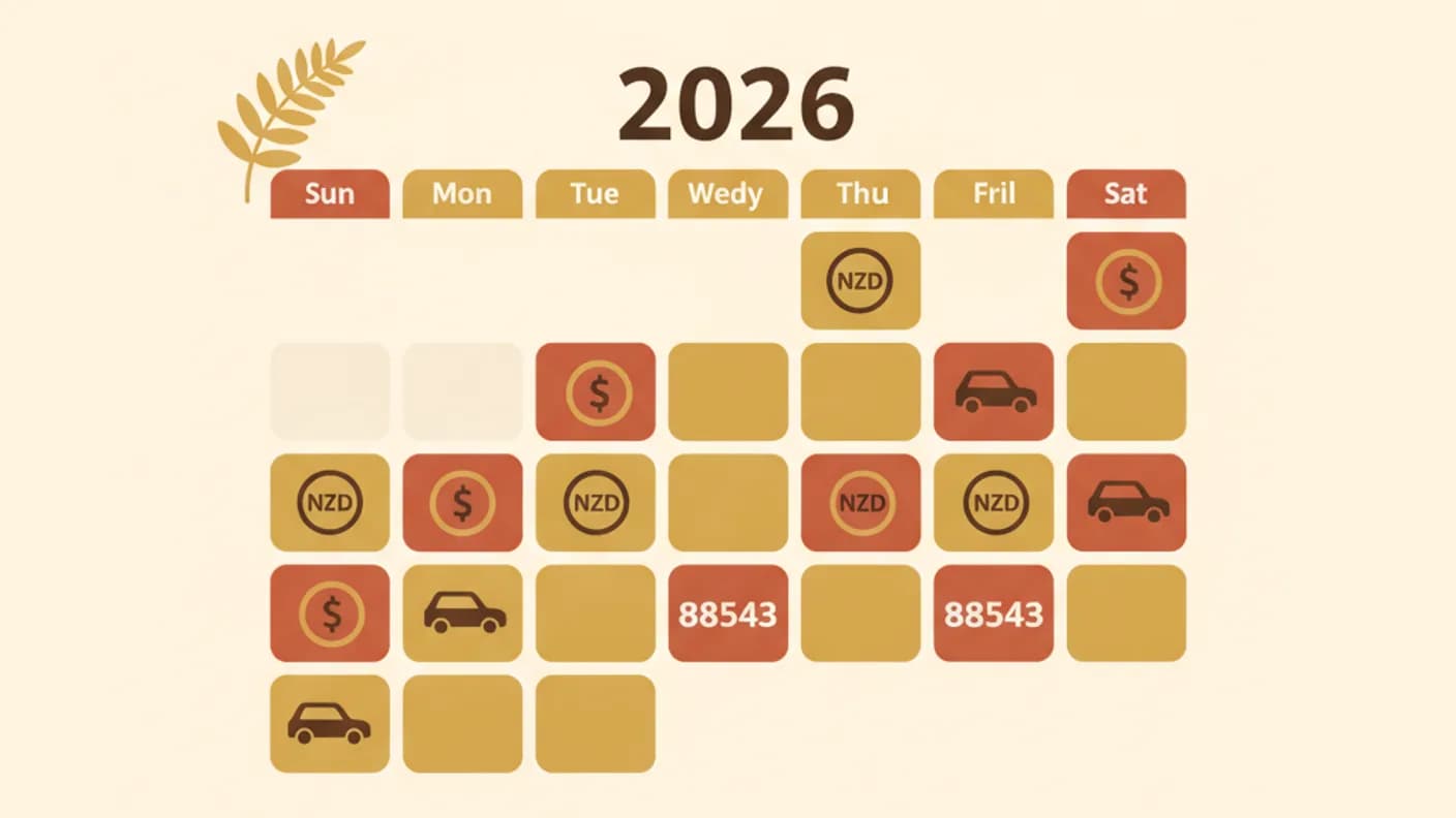 Car insurance NZ — warm illustration of a car and shield, NZ light