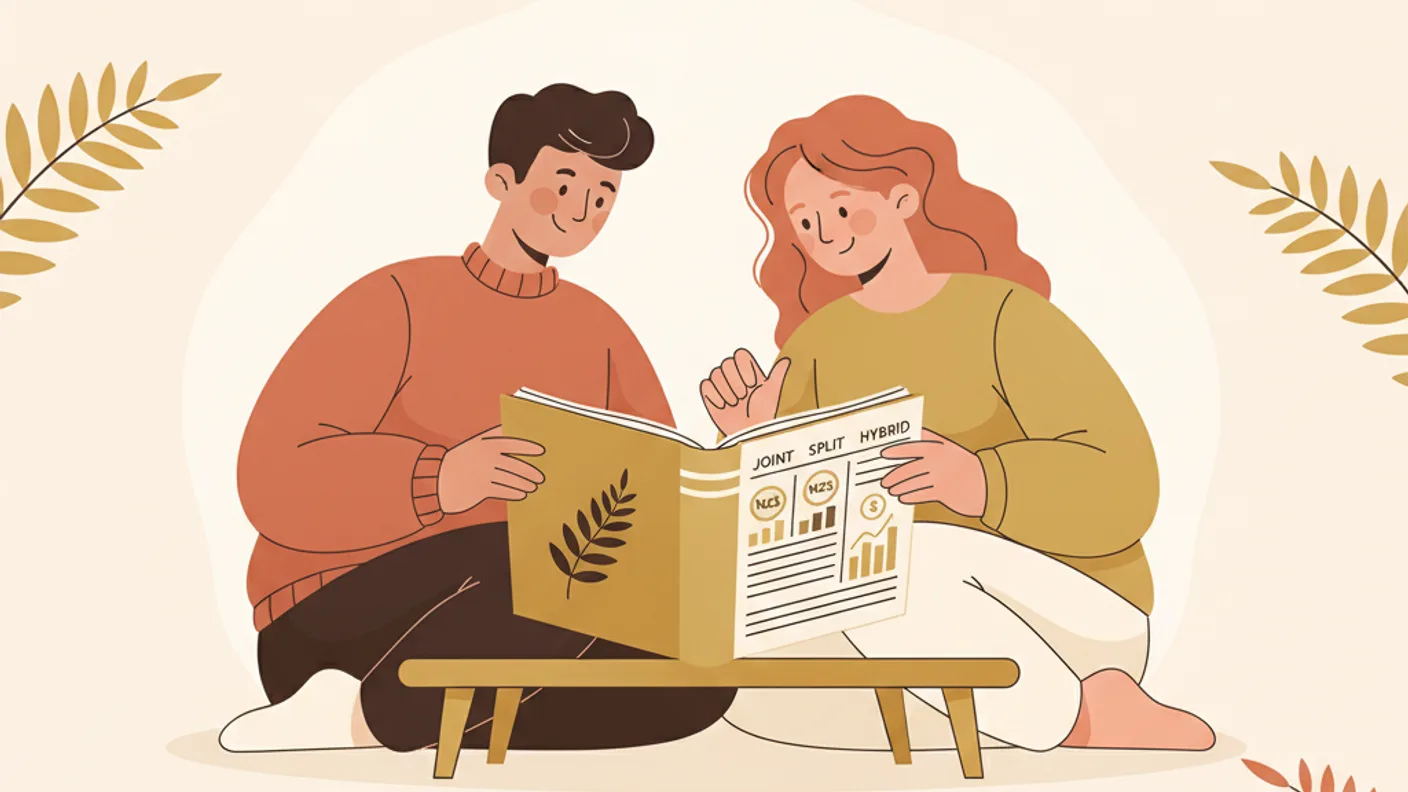 Two people reviewing their combined finances together on a shared dashboard