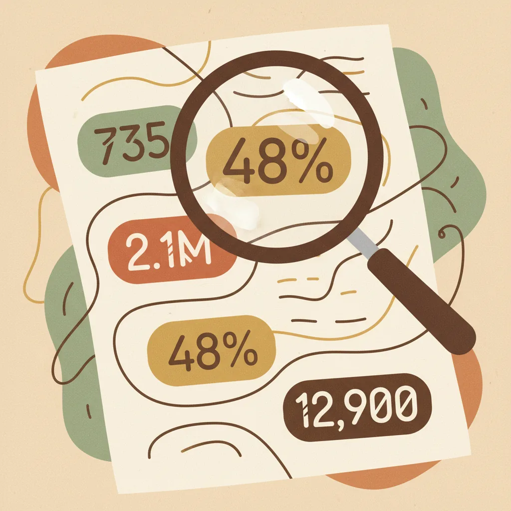 Illustration of a magnifying glass over a KiwiSaver statement highlighting balance, contributions, fees, and returns