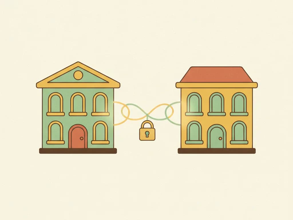 Two banks securely linked, illustrating NZ bank connection via Akahu